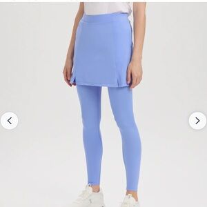Women Blue Leggings with Skirt Overlay
